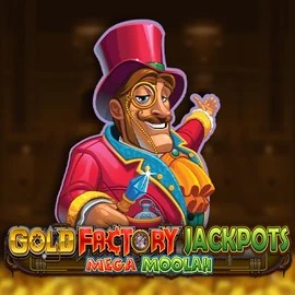 Gold Factory Jackpots Mega Moolah logo – Jackpots by Aurum Signature Studios at Rosy Bingo