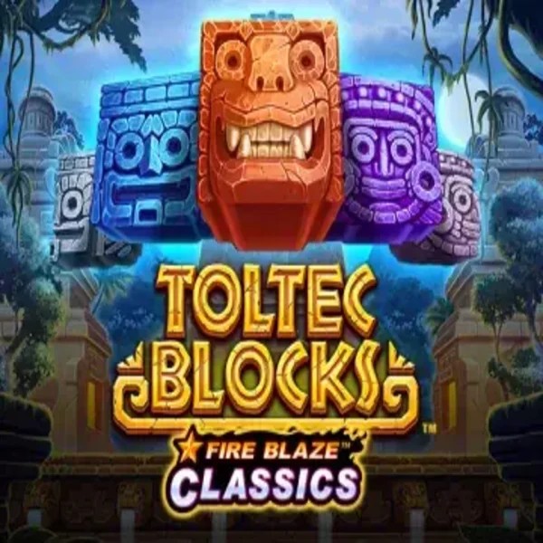 Fire Blaze: Toltec Blocks slot logo by Rarestone Gaming at Rosy Bingo